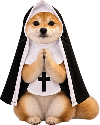 The shiba sitting with paws pressed together